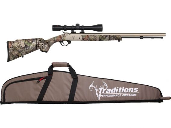 Traditions Buckstalker VAPR XT Muzzleloading Rifle 50 Caliber with 3-9x40mm Scope and Case 24" Steel Barrel Synthetic Stock